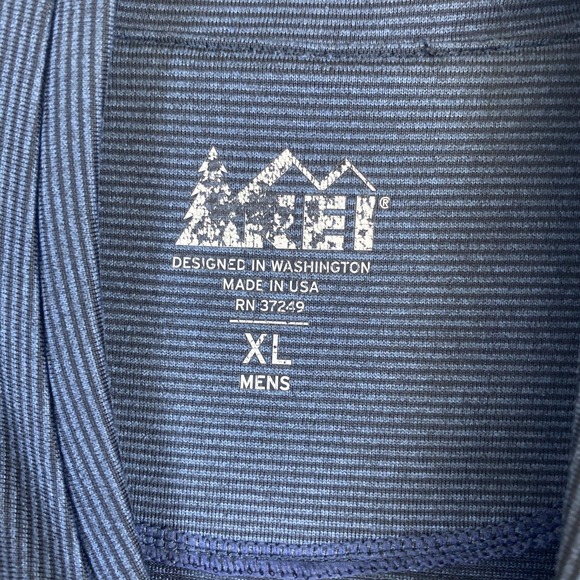 REI Co-op Top Men Sz XL Blue Striped 1/2 Zip Long Sleeve Mid-weight Base Layer - Picture 5 of 9